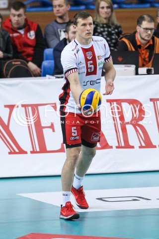  07.03.2018 RZESZOW<br />SIATKOWKA PLUSLIGA 2017/2018 MEN VOLLEYBALL POLAND POLISH PLUS LIGA LEAGUE SEASON 2017/2018 <br />MECZ ASSECO RESOVIA RZESZOW - CUPRUM LUBIN <br />N/Z LUKAS TICHACEK SYLWETKA <br /> 
