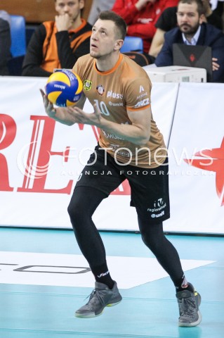  07.03.2018 RZESZOW<br />SIATKOWKA PLUSLIGA 2017/2018 MEN VOLLEYBALL POLAND POLISH PLUS LIGA LEAGUE SEASON 2017/2018 <br />MECZ ASSECO RESOVIA RZESZOW - CUPRUM LUBIN <br />N/Z DAWID GUNIA SYLWETKA <br /> 