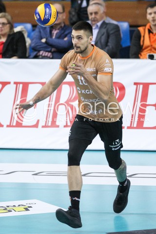  07.03.2018 RZESZOW<br />SIATKOWKA PLUSLIGA 2017/2018 MEN VOLLEYBALL POLAND POLISH PLUS LIGA LEAGUE SEASON 2017/2018 <br />MECZ ASSECO RESOVIA RZESZOW - CUPRUM LUBIN <br />N/Z PIOTR HAIN SYLWETKA <br /> 