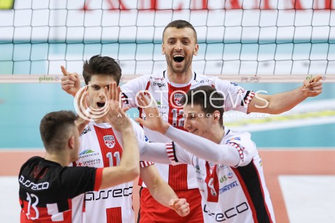  07.03.2018 RZESZOW<br />SIATKOWKA PLUSLIGA 2017/2018 MEN VOLLEYBALL POLAND POLISH PLUS LIGA LEAGUE SEASON 2017/2018 <br />MECZ ASSECO RESOVIA RZESZOW - CUPRUM LUBIN <br />N/Z LUKASZ PERLOWSKI RADOSC EMOCJE <br /> 