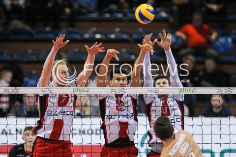  07.03.2018 RZESZOW<br />SIATKOWKA PLUSLIGA 2017/2018 MEN VOLLEYBALL POLAND POLISH PLUS LIGA LEAGUE SEASON 2017/2018 <br />MECZ ASSECO RESOVIA RZESZOW - CUPRUM LUBIN <br />N/Z JAKUB JAROSZ BARTHELEMY CHINENYEZE THIBAULT ROSSARD BLOK <br /> 