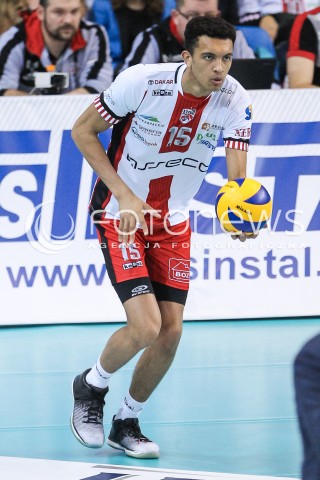  07.03.2018 RZESZOW<br />SIATKOWKA PLUSLIGA 2017/2018 MEN VOLLEYBALL POLAND POLISH PLUS LIGA LEAGUE SEASON 2017/2018 <br />MECZ ASSECO RESOVIA RZESZOW - CUPRUM LUBIN <br />N/Z BARTHELEMY CHINENYEZE SYLWETKA <br /> 