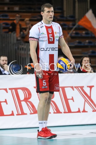  07.03.2018 RZESZOW<br />SIATKOWKA PLUSLIGA 2017/2018 MEN VOLLEYBALL POLAND POLISH PLUS LIGA LEAGUE SEASON 2017/2018 <br />MECZ ASSECO RESOVIA RZESZOW - CUPRUM LUBIN <br />N/Z LUKAS TICHACEK SYLWETKA <br /> 
