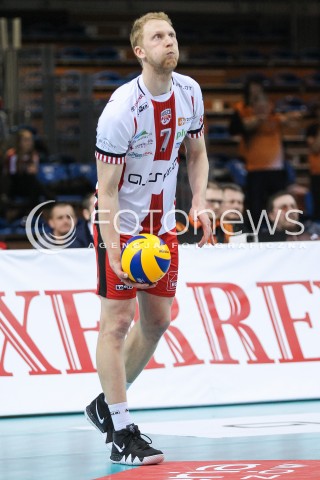  07.03.2018 RZESZOW<br />SIATKOWKA PLUSLIGA 2017/2018 MEN VOLLEYBALL POLAND POLISH PLUS LIGA LEAGUE SEASON 2017/2018 <br />MECZ ASSECO RESOVIA RZESZOW - CUPRUM LUBIN <br />N/Z JAKUB JAROSZ SYLWETKA <br /> 