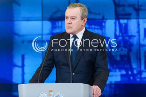  07.03.2018 WARSZAWA<br />KONFERENCJA PRASOWA PREMIERA ORAZ MINISTRA KULTURY I DZIEDZICTWA NARODOWEGO<br />N/Z MINISTER KULTURY I DZIEDZICTWA NARODOWEGO PIOTR GLINSKI<br /> 