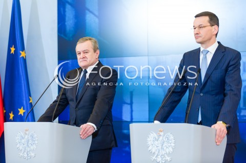  07.03.2018 WARSZAWA<br />KONFERENCJA PRASOWA PREMIERA ORAZ MINISTRA KULTURY I DZIEDZICTWA NARODOWEGO<br />N/Z PREMIER MATEUSZ MORAWIECKI MINISTER KULTURY I DZIEDZICTWA NARODOWEGO PIOTR GLINSKI<br /> 