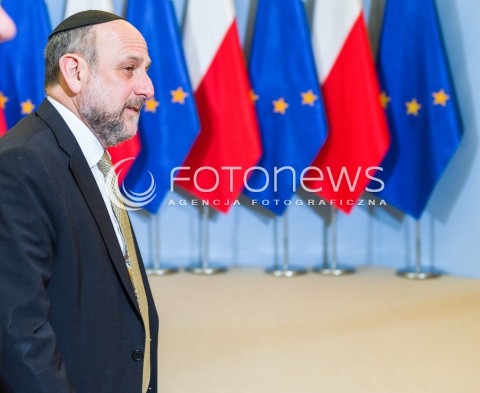  07.03.2018 WARSZAWA<br />KONFERENCJA PRASOWA PREMIERA ORAZ MINISTRA KULTURY I DZIEDZICTWA NARODOWEGO<br />N/Z NACZELNY RABIN POLSKI MICHAEL SCHUDRICH<br /> 
