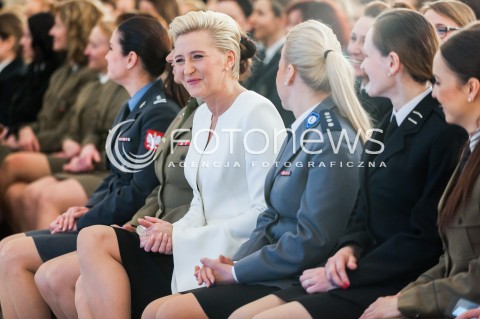  08.03.2018 WARSZAWA PALAC PREZYDENCKI<br />KOBIETY ZE SLUZB I FORMACJI MUNDUROWYCH NA SPOTKANIU Z PIERWSZA DAMA<br />N/Z AGATA KORNHAUSER DUDA<br /> 