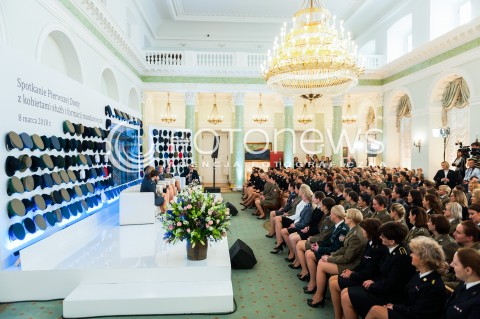  08.03.2018 WARSZAWA PALAC PREZYDENCKI<br />KOBIETY ZE SLUZB I FORMACJI MUNDUROWYCH NA SPOTKANIU Z PIERWSZA DAMA<br />N/Z UCZESTNICY<br /> 