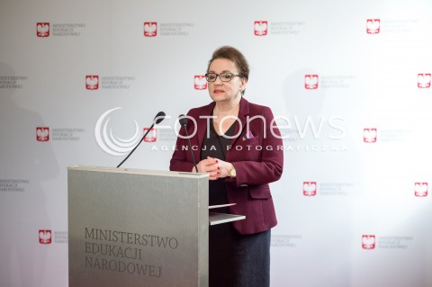  09.03.2018 WARSZAWA<br />KONFERENCJA PRASOWA MINISTER ANNY ZALEWSKIEJ<br />N/Z MINISTER EDUKACJI NARODOWEJ ANNA ZALEWSKA<br /> 
