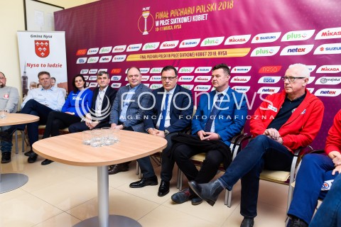 09.03.2018 NYSA<br />SIATKOWKA - KONFERENCJA INAUGURUJACA FINAL PUCHARU POLSKI KOBIET W NYSIE<br />N/Z KORDIAN KOLBIARZ, ARTUR POPKO, BOGDAN WYCZALKOWSKI, WALDEMAR KOBIENIA<br /> 