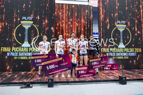  11.03.2018 NYSA<br />SIATKOWKA - MECZ FINALU PUCHARU POLSKI KOBIET 2018<br />LKS COMMERCECON LODZ - GROT BUDOWLANI LODZ<br />N/Z JULIA TWARDOWSKA PAVLA VINCOUROVA GABRIELA POLANSKA KAJA GROBELNA REGIANE BIDIAS<br /> 