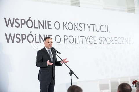  13.03.2018 WARSZAWA PALAC PREZYDENCKI<br />KONFERENCJA WSPOLNIE O KONSTYTUCJI WSPOLNIE O POLITYCE SPOLECZNEJ<br />N/Z PREZYDENT RP ANDRZEJ DUDA<br /> 