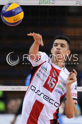  17.03.2018 RZESZOW <br />SIATKOWKA PLUS LIGA 2017/2018 MEN VOLLEYBALL POLAND POLISH PLUSLIGA LEAGUE SEASON 2017/2018 <br />MECZ ASSECO RESOVIA RZESZOW - LUCZNICZKA BYDGOSZCZ <br />N/Z BARTHELEMY CHINENYEZE SYLWETKA <br /> 