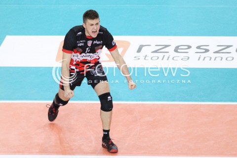  17.03.2018 RZESZOW <br />SIATKOWKA PLUS LIGA 2017/2018 MEN VOLLEYBALL POLAND POLISH PLUSLIGA LEAGUE SEASON 2017/2018 <br />MECZ ASSECO RESOVIA RZESZOW - LUCZNICZKA BYDGOSZCZ <br />N/Z MATEUSZ MASLOWSKI RADOSC EMOCJE SYLWETKA <br /> 