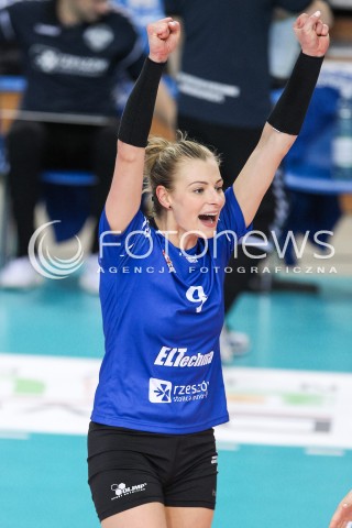  18.03.2018 RZESZOW <br />SIATKOWKA LIGA SIATKOWKI KOBIET LSK 2017/2018 WOMEN VOLLEYBALL POLAND POLISH LEAGUE <br />MECZ DEVELOPRES SKYRES RZESZOW - CHEMIK POLICE <br />N/Z AGATA SAWICKA RADOSC EMOCJE SYLWETKA <br /> 