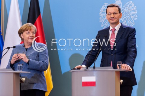  19.03.2018 WARSZAWA<br />SPOTKANIE PREMIERA RP Z KANCLERZ RFN<br />N/Z PREMIER MATEUSZ MORAWIECKI KANCLERZ NIEMIEC ANGELA MERKEL<br /> 