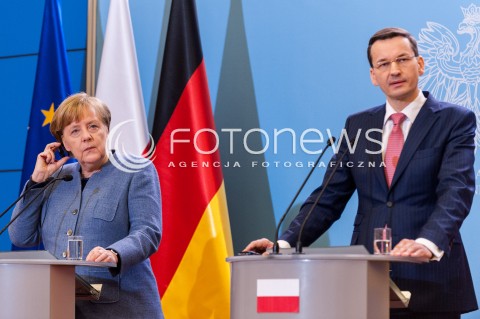  19.03.2018 WARSZAWA<br />SPOTKANIE PREMIERA RP Z KANCLERZ RFN<br />N/Z PREMIER MATEUSZ MORAWIECKI KANCLERZ NIEMIEC ANGELA MERKEL<br /> 