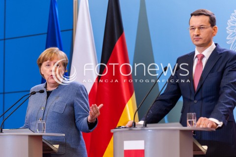  19.03.2018 WARSZAWA<br />SPOTKANIE PREMIERA RP Z KANCLERZ RFN<br />N/Z PREMIER MATEUSZ MORAWIECKI KANCLERZ NIEMIEC ANGELA MERKEL<br /> 
