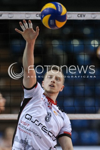  20.03.2018 RZESZOW POLAND<br />SIATKOWKA PUCHAR CEV <br />MEN VOLLEYBALL CEV CUP <br />MECZ 1/2 FINALU - SEMIFINAL MATCH<br />MATCH ASSECO RESOVIA - BELOGORIE BELGOROD <br />N/Z ELVISS KRASTINS SYLWETKA <br /> 