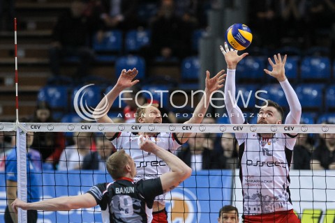  20.03.2018 RZESZOW POLAND<br />SIATKOWKA PUCHAR CEV <br />MEN VOLLEYBALL CEV CUP <br />MECZ 1/2 FINALU - SEMIFINAL MATCH<br />MATCH ASSECO RESOVIA - BELOGORIE BELGOROD <br />N/Z JAKUB JAROSZ DAWID DRYJA BLOK <br /> 