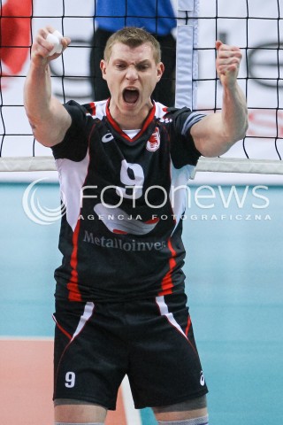  20.03.2018 RZESZOW POLAND<br />SIATKOWKA PUCHAR CEV <br />MEN VOLLEYBALL CEV CUP <br />MECZ 1/2 FINALU - SEMIFINAL MATCH<br />MATCH ASSECO RESOVIA - BELOGORIE BELGOROD <br />N/Z KONSTANTIN BAKUN SYLWETKA RADOSC EMOCJE <br /> 