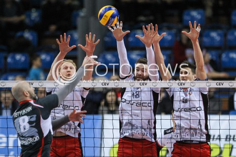 20.03.2018 RZESZOW POLAND<br />SIATKOWKA PUCHAR CEV <br />MEN VOLLEYBALL CEV CUP <br />MECZ 1/2 FINALU - SEMIFINAL MATCH<br />MATCH ASSECO RESOVIA - BELOGORIE BELGOROD <br />N/Z JAKUB JAROSZ DAWID DRYJA THIBAULT ROSSARD BLOK <br /> 