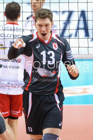  20.03.2018 RZESZOW POLAND<br />SIATKOWKA PUCHAR CEV <br />MEN VOLLEYBALL CEV CUP <br />MECZ 1/2 FINALU - SEMIFINAL MATCH<br />MATCH ASSECO RESOVIA - BELOGORIE BELGOROD <br />N/Z DMITRIY MUSERSKIY MUSERSKI SYLWETKA RADOSC EMOCJE <br /> 