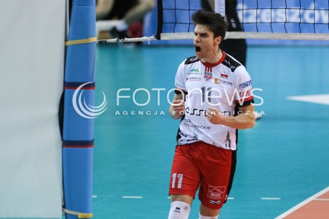  20.03.2018 RZESZOW POLAND<br />SIATKOWKA PUCHAR CEV <br />MEN VOLLEYBALL CEV CUP <br />MECZ 1/2 FINALU - SEMIFINAL MATCH<br />MATCH ASSECO RESOVIA - BELOGORIE BELGOROD <br />N/Z ALEKSANDER SLIWKA RADOSC EMOCJE SYLWETKA <br /> 