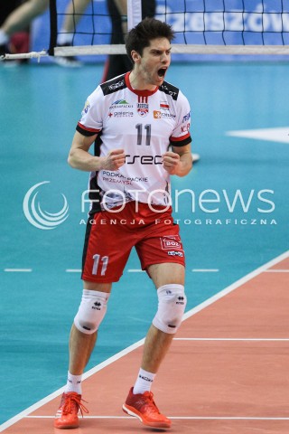  20.03.2018 RZESZOW POLAND<br />SIATKOWKA PUCHAR CEV <br />MEN VOLLEYBALL CEV CUP <br />MECZ 1/2 FINALU - SEMIFINAL MATCH<br />MATCH ASSECO RESOVIA - BELOGORIE BELGOROD <br />N/Z ALEKSANDER SLIWKA RADOSC EMOCJE SYLWETKA <br /> 