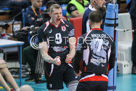  20.03.2018 RZESZOW POLAND<br />SIATKOWKA PUCHAR CEV <br />MEN VOLLEYBALL CEV CUP <br />MECZ 1/2 FINALU - SEMIFINAL MATCH<br />MATCH ASSECO RESOVIA - BELOGORIE BELGOROD <br />N/Z KONSTANTIN BAKUN RADOSC EMOCJE SYLWETKA <br /> 