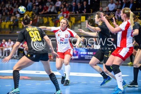  21.03.2018 GDYNIA<br />EHF KWALIFIKACJE DO MISTRZOSTW EUROPY W PILCE RECZNEJ KOBIET 2018<br />EHF WOMENS EUROPEAN CHAMPIONSHIPS QUALIFICATION<br />MECZ POLSKA (poland) - CZARNOGORA (montenegro)<br />N/Z ROMANA ROSZAK<br /> 