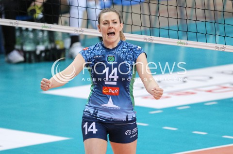  28.03.2018 RZESZOW <br />SIATKOWKA LIGA SIATKOWKI KOBIET LSK 2017/2018 WOMEN VOLLEYBALL POLAND POLISH LEAGUE <br />MECZ DEVELOPRES SKYRES RZESZOW - TREFL PROXIMA KRAKOW <br />N/Z EWELINA BRZEZINSKA SYLWETKA RADOSC EMOCJE <br /> 