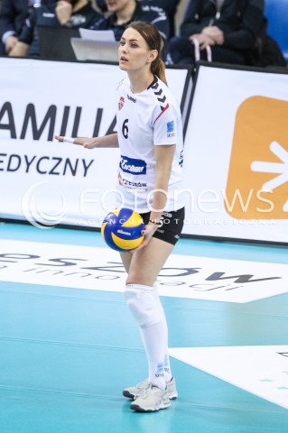  28.03.2018 RZESZOW <br />SIATKOWKA LIGA SIATKOWKI KOBIET LSK 2017/2018 WOMEN VOLLEYBALL POLAND POLISH LEAGUE <br />MECZ DEVELOPRES SKYRES RZESZOW - TREFL PROXIMA KRAKOW <br />N/Z KATARZYNA ZABINSKA SYLWETKA <br /> 