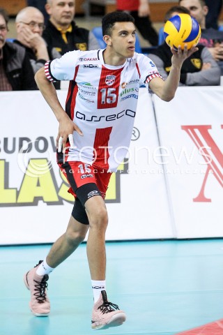  30.03.2018 RZESZOW<br />SIATKOWKA PLUSLIGA 2017/2018 MEN VOLLEYBALL POLAND POLISH PLUS LIGA LEAGUE SEASON 2017/2018<br />MECZ ASSECO RESOVIA RZESZOW - GKS KATOWICE <br />N/Z BARTHELEMY CHINENYEZE SYLWETKA <br /> 