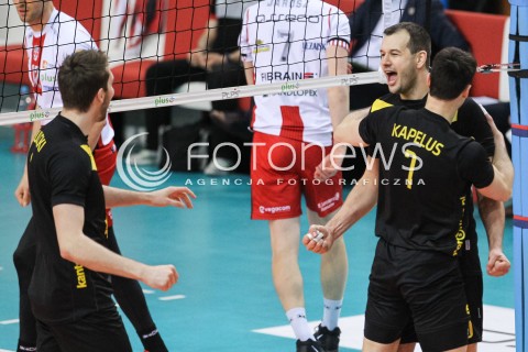  30.03.2018 RZESZOW<br />SIATKOWKA PLUSLIGA 2017/2018 MEN VOLLEYBALL POLAND POLISH PLUS LIGA LEAGUE SEASON 2017/2018<br />MECZ ASSECO RESOVIA RZESZOW - GKS KATOWICE <br />N/Z DOMINIK WITCZAK SERHIY KAPELUS RADOSC EMOCJE <br /> 