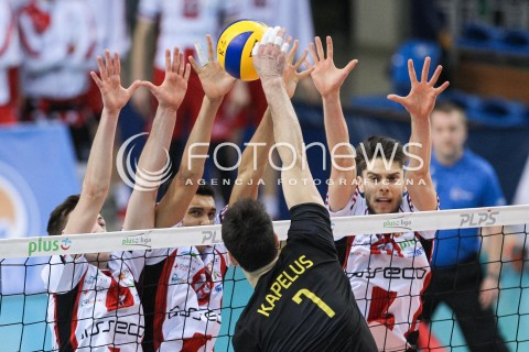  30.03.2018 RZESZOW<br />SIATKOWKA PLUSLIGA 2017/2018 MEN VOLLEYBALL POLAND POLISH PLUS LIGA LEAGUE SEASON 2017/2018<br />MECZ ASSECO RESOVIA RZESZOW - GKS KATOWICE <br />N/Z ALEKSANDER SLIWKA BARTHELEMY CHINENYEZE MICHAL KEDZIERSKI BLOK <br /> 