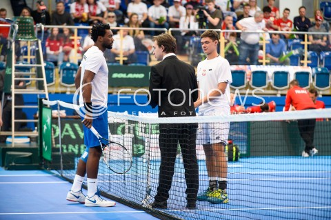  07.04.2018 SOPOT<br />DAVIS CUP BNP PARIBAS DRUZYNOWE MISTRZOSTWA SWIATA W TENISIE 2 RUNDA STREFY EURO AFRYKANSKIEJ<br />DAVIS CUP BNP PARIBAS THE WORLD CUP OF TENNIS 2 ROUND EURO AFRICA AREA<br />POLSKA (poland) - ZIMBABWE (zimbabwe)<br />N/Z TAKANYI GARANGANGA KAMIL MAJCHRZAK<br /> 