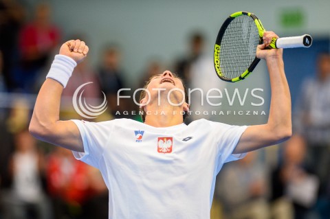  07.04.2018 SOPOT<br />DAVIS CUP BNP PARIBAS DRUZYNOWE MISTRZOSTWA SWIATA W TENISIE 2 RUNDA STREFY EURO AFRYKANSKIEJ<br />DAVIS CUP BNP PARIBAS THE WORLD CUP OF TENNIS 2 ROUND EURO AFRICA AREA<br />POLSKA (poland) - ZIMBABWE (zimbabwe)<br />N/Z KAMIL MAJCHRZAK RADOSC ZWYCIESTWO WYGRANA<br /> 