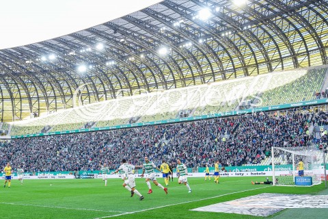  07.04.2018 GDANSK<br />PILKA NOZNA - EKSTRAKLASA SEZON 2017/2018<br />MECZ LECHIA GDANSK - ARKA GDYNIA<br />N/Z FLAVIO PAIXAO RADOSC BRAMKA GOL<br /> 