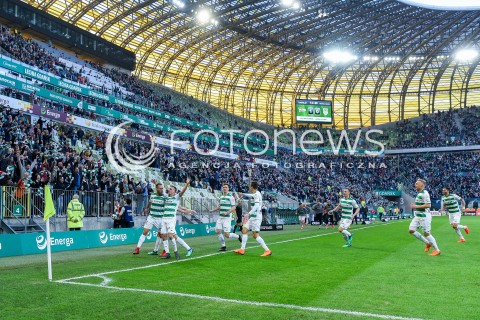  07.04.2018 GDANSK<br />PILKA NOZNA - EKSTRAKLASA SEZON 2017/2018<br />MECZ LECHIA GDANSK - ARKA GDYNIA<br />N/Z FLAVIO PAIXAO RADOSC BRAMKA GOL<br /> 