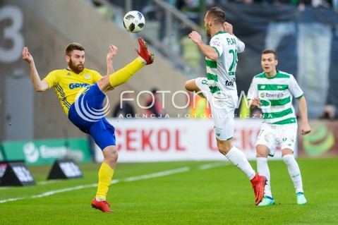  07.04.2018 GDANSK<br />PILKA NOZNA - EKSTRAKLASA SEZON 2017/2018<br />MECZ LECHIA GDANSK - ARKA GDYNIA<br />N/Z GRZEGORZ PIESIO FLAVIO PAIXAO LUKAS HARASLIN<br /> 