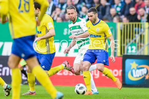  07.04.2018 GDANSK<br />PILKA NOZNA - EKSTRAKLASA SEZON 2017/2018<br />MECZ LECHIA GDANSK - ARKA GDYNIA<br />N/Z JAKUB WAWRZYNIAK LUKA ZARANDIA<br /> 