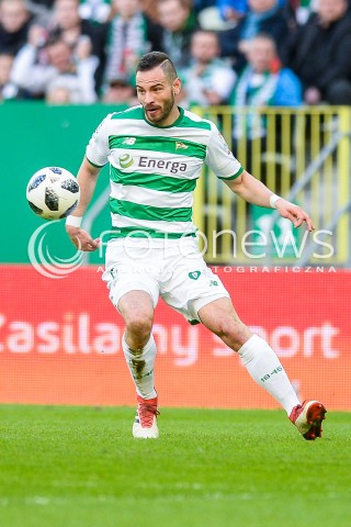  07.04.2018 GDANSK<br />PILKA NOZNA - EKSTRAKLASA SEZON 2017/2018<br />MECZ LECHIA GDANSK - ARKA GDYNIA<br />N/Z SIMEON SLAVCHEV SYLWETKA<br /> 