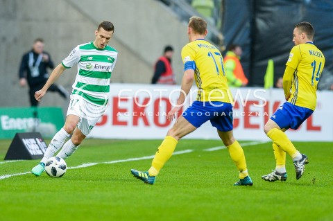  07.04.2018 GDANSK<br />PILKA NOZNA - EKSTRAKLASA SEZON 2017/2018<br />MECZ LECHIA GDANSK - ARKA GDYNIA<br />N/Z LUKAS HARASLIN ADAM MARCINIAK MICHAL NALEPA<br /> 