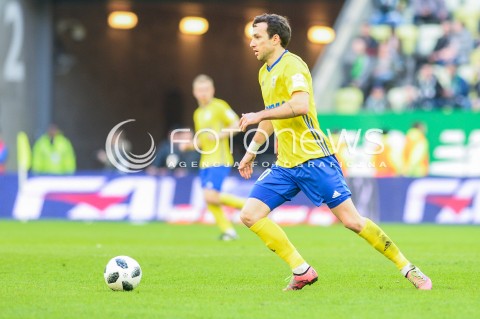  07.04.2018 GDANSK<br />PILKA NOZNA - EKSTRAKLASA SEZON 2017/2018<br />MECZ LECHIA GDANSK - ARKA GDYNIA<br />N/Z ANDRII BOGDANOV SYLWETKA<br /> 