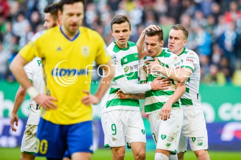  07.04.2018 GDANSK<br />PILKA NOZNA - EKSTRAKLASA SEZON 2017/2018<br />MECZ LECHIA GDANSK - ARKA GDYNIA<br />N/Z ANDRII BOGDANOV PATRYK LIPSKI LUKAS HARASLIN PAWEL STOLARSKI KARNY DLA LECHII<br /> 