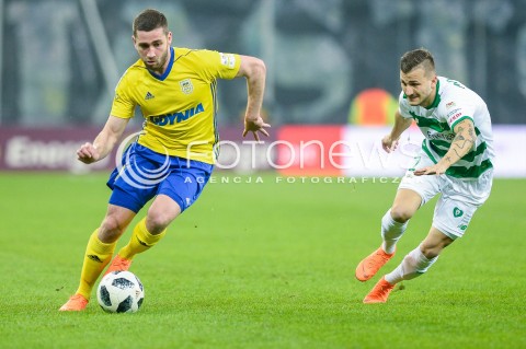  07.04.2018 GDANSK<br />PILKA NOZNA - EKSTRAKLASA SEZON 2017/2018<br />MECZ LECHIA GDANSK - ARKA GDYNIA<br />N/Z LUKA ZARANDIA MATO MILOS<br /> 