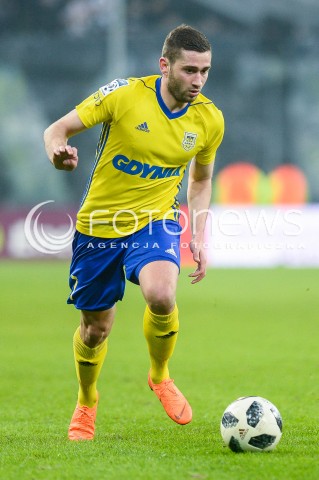  07.04.2018 GDANSK<br />PILKA NOZNA - EKSTRAKLASA SEZON 2017/2018<br />MECZ LECHIA GDANSK - ARKA GDYNIA<br />N/Z LUKA ZARANDIA SYLWETKA<br /> 