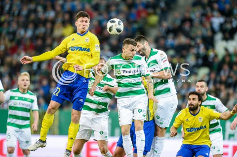  07.04.2018 GDANSK<br />PILKA NOZNA - EKSTRAKLASA SEZON 2017/2018<br />MECZ LECHIA GDANSK - ARKA GDYNIA<br />N/Z MACIEJ JANKOWSKI MATO MILOS STEVEN VITORIA<br /> 